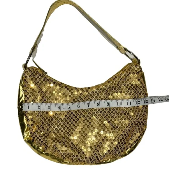 Y2K Gold Sequin Hobo Bag - Picture 3 of 9